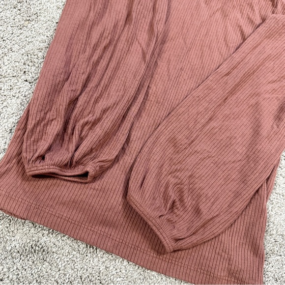 Abercrombie & Fitch Women’s Ribbed Puff Sleeve Longsleeve Shirt in Mauve M - Picture 9 of 13